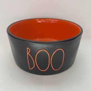 Rae Dunn BOO 6” Dog Cat Pet Candy Bowl Halloween Ceramic Black Orange NEW
